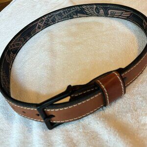 Men's Premium Leather Belt - Brown Reinforced with Scuba nylon with Black Buckle